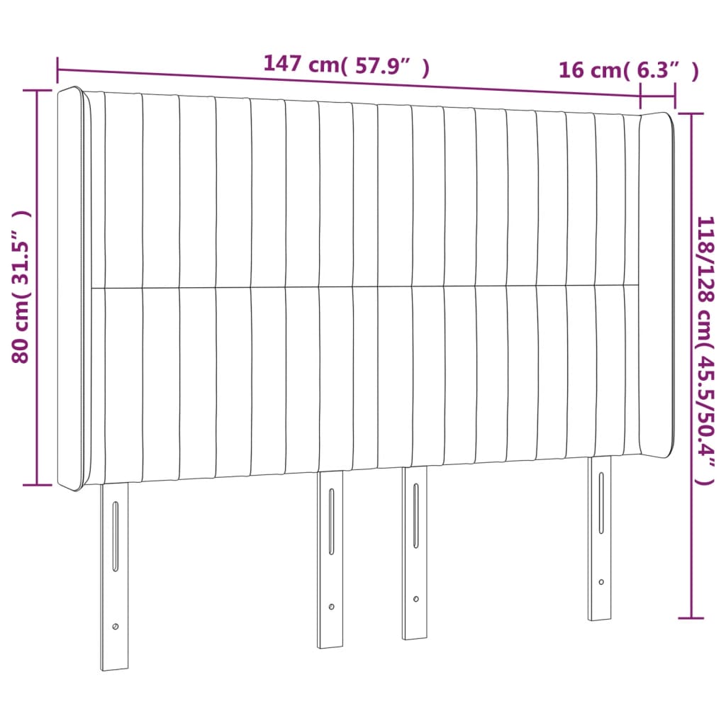 LED Kopfteil Grün 147x16x118/128 cm Stoff