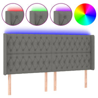 Thumbnail for LED Kopfteil Dunkelgrau 183x16x118/128 cm Stoff