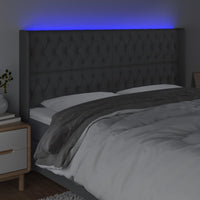 Thumbnail for LED Kopfteil Dunkelgrau 183x16x118/128 cm Stoff