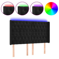 Thumbnail for LED Kopfteil Schwarz 163x16x118/128 cm Samt
