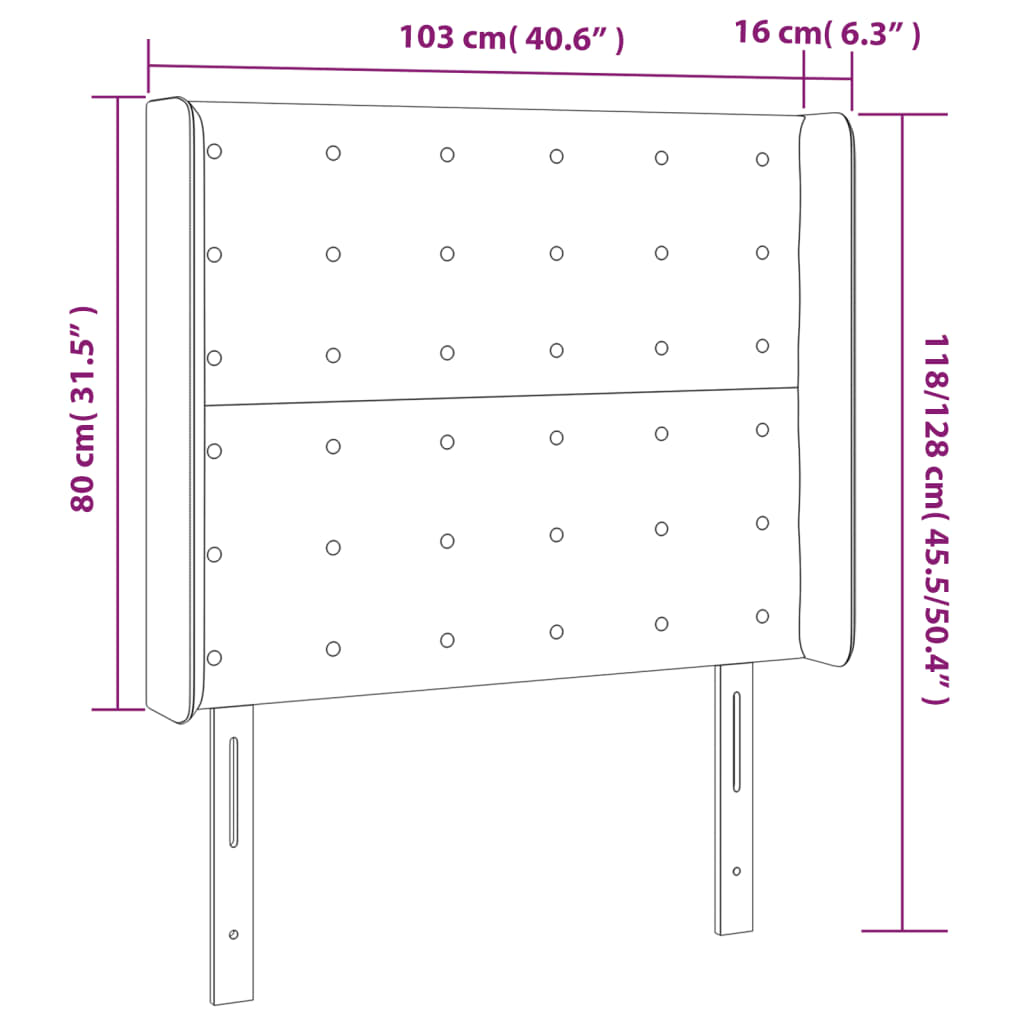 LED Kopfteil Hellgrau 103x16x118/128 cm Samt