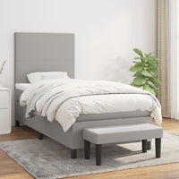 Thumbnail for Boxspringbett mit Matratze Hellgrau 100x200 cm Stoff
