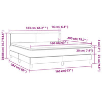 Thumbnail for Boxspringbett mit Matratze Hellgrau 160x200 cm Samt