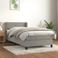 Thumbnail for Boxspringbett mit Matratze Hellgrau 90x190 cm Samt