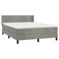 Thumbnail for Boxspringbett mit Matratze Hellgrau 140x190 cm Samt