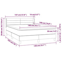 Thumbnail for Boxspringbett mit Matratze Hellgrau 140x190 cm Samt