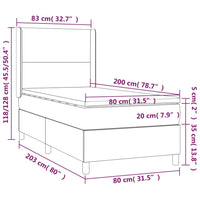 Thumbnail for Boxspringbett mit Matratze Hellgrau 80x200 cm Stoff