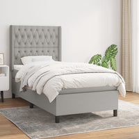Thumbnail for Boxspringbett mit Matratze Hellgrau 90x190 cm Stoff