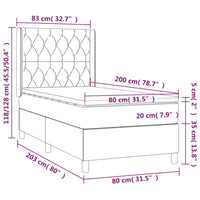 Thumbnail for Boxspringbett mit Matratze Dunkelgrau 80x200 cm Stoff