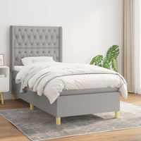 Thumbnail for Boxspringbett mit Matratze Hellgrau 100x200 cm Stoff