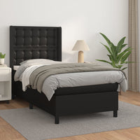 Thumbnail for Boxspringbett mit Matratze Schwarz 90x190 cm Kunstleder