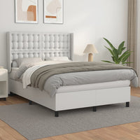 Thumbnail for Boxspringbett mit Matratze Weiß 140x190 cm Kunstleder