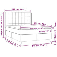 Thumbnail for Boxspringbett mit Matratze Hellgrau 140x190 cm Samt