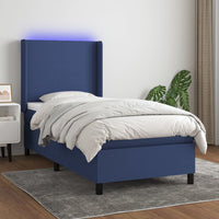 Thumbnail for Boxspringbett mit Matratze & LED Blau 100x200 cm Stoff