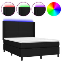 Thumbnail for Boxspringbett mit Matratze & LED Schwarz 140x190 cm Stoff
