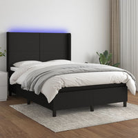 Thumbnail for Boxspringbett mit Matratze & LED Schwarz 140x190 cm Stoff