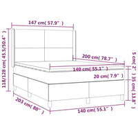 Thumbnail for Boxspringbett mit Matratze & LED Hellgrau 140x200 cm Stoff