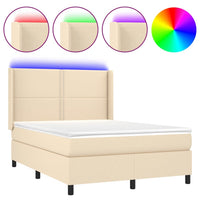 Thumbnail for Boxspringbett mit Matratze & LED Creme 140x200 cm Stoff