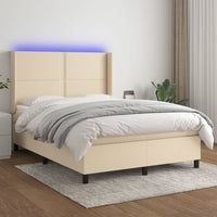Thumbnail for Boxspringbett mit Matratze & LED Creme 140x200 cm Stoff