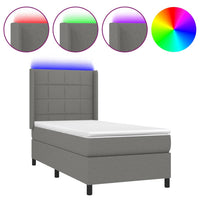 Thumbnail for Boxspringbett mit Matratze & LED Dunkelgrau 90x190 cm Stoff