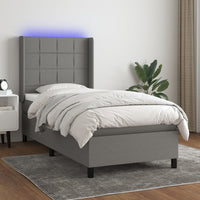 Thumbnail for Boxspringbett mit Matratze & LED Dunkelgrau 90x190 cm Stoff