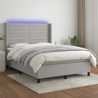 Thumbnail for Boxspringbett mit Matratze & LED Hellgrau 140x190 cm Stoff