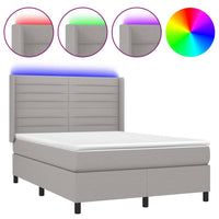Thumbnail for Boxspringbett mit Matratze & LED Hellgrau 140x200 cm Stoff