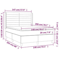Thumbnail for Boxspringbett mit Matratze & LED Hellgrau 140x200 cm Stoff