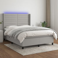 Thumbnail for Boxspringbett mit Matratze & LED Hellgrau 140x200 cm Stoff