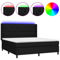 Thumbnail for Boxspringbett mit Matratze & LED Schwarz 180x200 cm Stoff