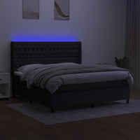 Thumbnail for Boxspringbett mit Matratze & LED Schwarz 180x200 cm Stoff