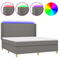 Thumbnail for Boxspringbett mit Matratze & LED Dunkelgrau 160x200 cm Stoff