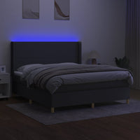 Thumbnail for Boxspringbett mit Matratze & LED Dunkelgrau 160x200 cm Stoff