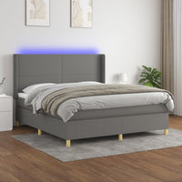 Thumbnail for Boxspringbett mit Matratze & LED Dunkelgrau 160x200 cm Stoff
