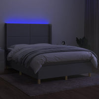 Thumbnail for Boxspringbett mit Matratze & LED Hellgrau 140x190 cm Stoff