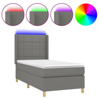 Thumbnail for Boxspringbett mit Matratze & LED Dunkelgrau 90x190 cm Stoff