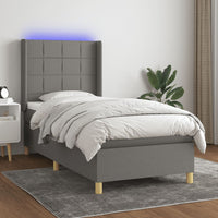 Thumbnail for Boxspringbett mit Matratze & LED Dunkelgrau 90x190 cm Stoff