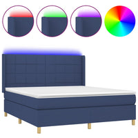 Thumbnail for Boxspringbett mit Matratze & LED Blau 180x200 cm Stoff