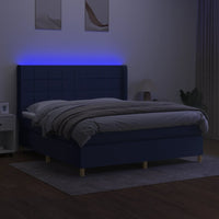 Thumbnail for Boxspringbett mit Matratze & LED Blau 180x200 cm Stoff