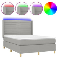 Thumbnail for Boxspringbett mit Matratze & LED Hellgrau 140x190 cm Stoff