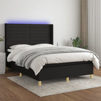 Thumbnail for Boxspringbett mit Matratze & LED Schwarz 140x190 cm Stoff