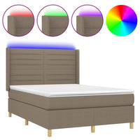 Thumbnail for Boxspringbett mit Matratze & LED Taupe 140x200 cm Stoff
