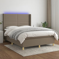 Thumbnail for Boxspringbett mit Matratze & LED Taupe 140x200 cm Stoff