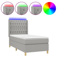 Thumbnail for Boxspringbett mit Matratze & LED Hellgrau 100x200 cm Stoff