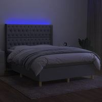 Thumbnail for Boxspringbett mit Matratze & LED Hellgrau 140x190 cm Stoff