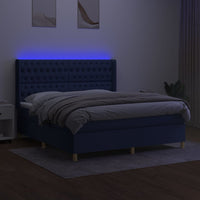 Thumbnail for Boxspringbett mit Matratze & LED Blau 160x200 cm Stoff