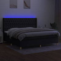 Thumbnail for Boxspringbett mit Matratze & LED Schwarz 200x200 cm Stoff