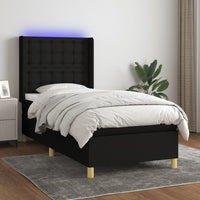 Thumbnail for Boxspringbett mit Matratze & LED Schwarz 90x200 cm Stoff