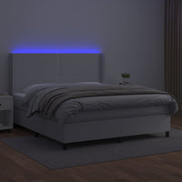 Thumbnail for Boxspringbett mit Matratze & LED Weiß 160x200 cm Kunstleder