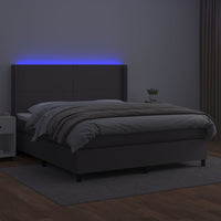 Thumbnail for Boxspringbett mit Matratze & LED Grau 160x200 cm Kunstleder
